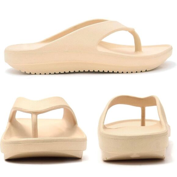 Ladies orthopedic Size M/L medium/large flip-flops cream color w/arch support - Picture 4 of 9
